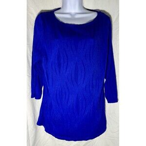 Absolutely Famous Graphic Royal Blue & Black Print Blouse Size XL
